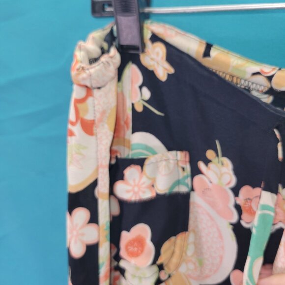 Floral Kim Stein Rayon Skirt Size 2 Black Multi-Color Mid-Length - Picture 5 of 10